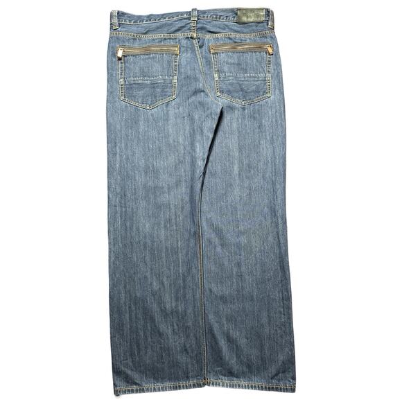 Vintage Y2K Sean John Zipper Flap Dark Wash Jeans Baggy Loose Fit 38 X 31 - Picture 1 of 7